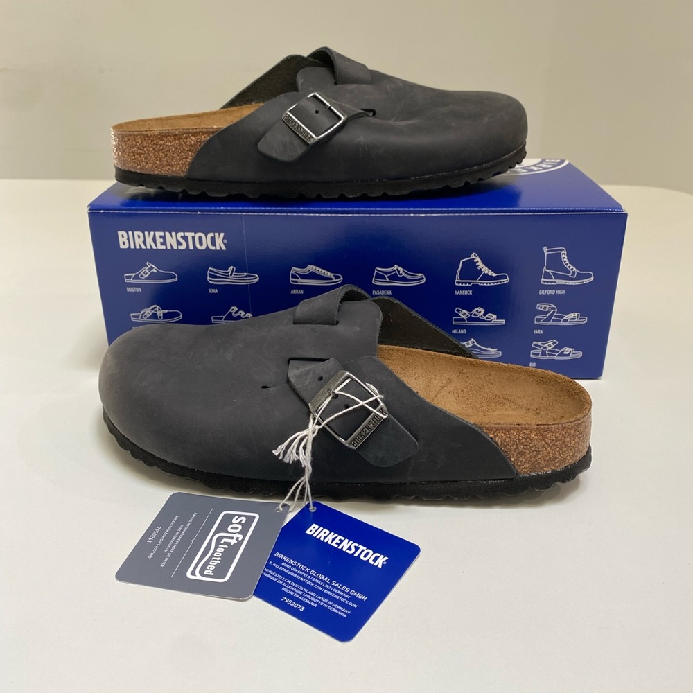 Birkenstock Boston Clog Oiled Leather Black sz 39EU/8US New in Box (narrow fit) - Picture 3 of 7